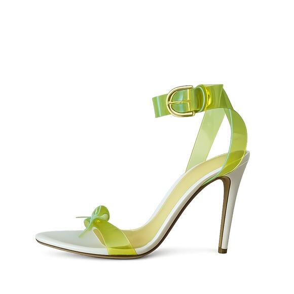 Alexandre Birman Shoes - ALEXANDRE BIRMAN Clarita Knotted Ankle Strap Shoe Sandals White Chartreuse 39 9